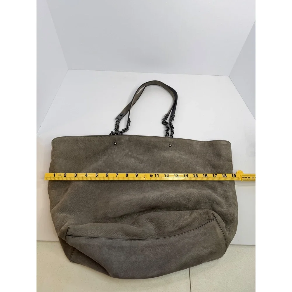 Rebecca Minkoff Grey Leather Chain Link Large Tote Bag Gunmetal Hardware‎